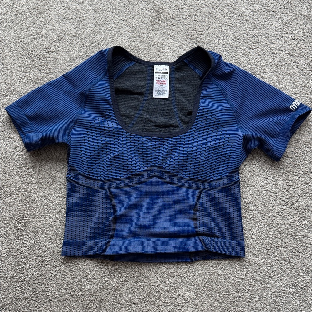 Gymshark Women's Blue Textured Crop Top